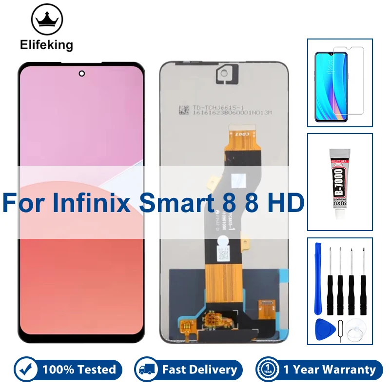 

100% протестировано для Infinix Smart 8 8 HD X6525, ЖК-дисплей, дигитайзер сенсорного экрана, детали в сборе