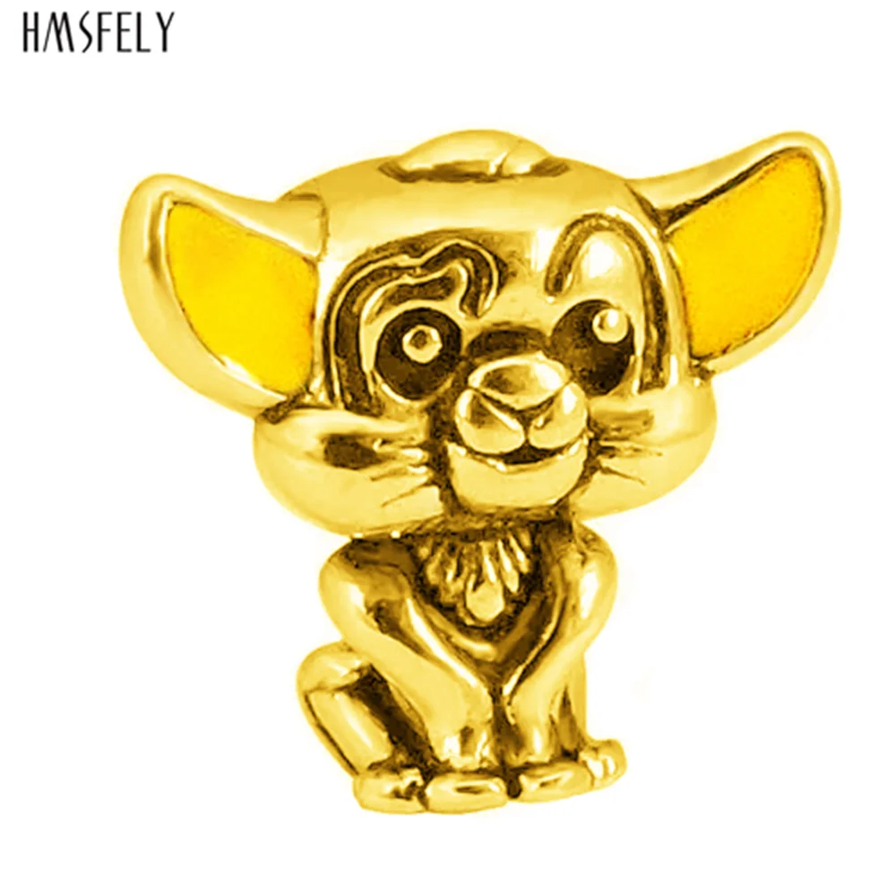 HMSFELY Cat Design Charm Beads For DIY Women Bracelet Jewelry Making Accessories Bead 316l Stainless Steel Beads