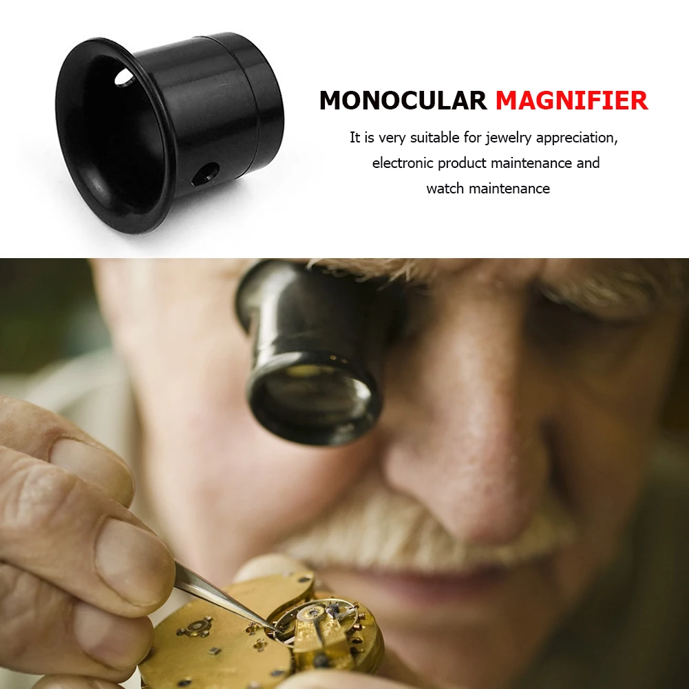 30/15/5/3X 36mm Lightweight Magnifying Glass K9 Optical Lens Monocle Magnifier Loupe for Coin Stamps Jewelry Watch Repair Tool