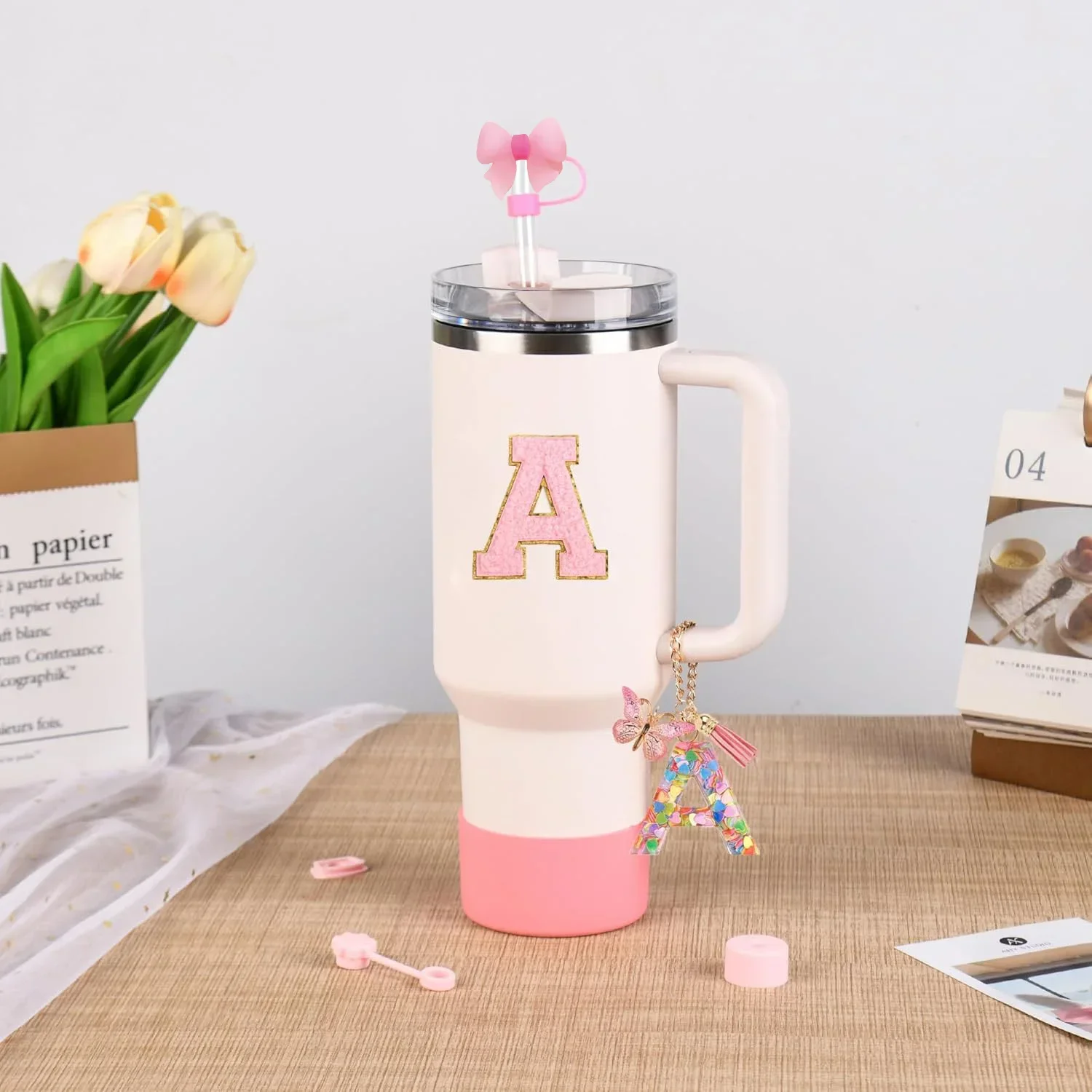 7pcs Cup Accessories Set for Stanley 30oz 40oz Tumbler Straw Cover Cap Boot Spill Proof Stopper Letter Keychain Charm Sticker view 6