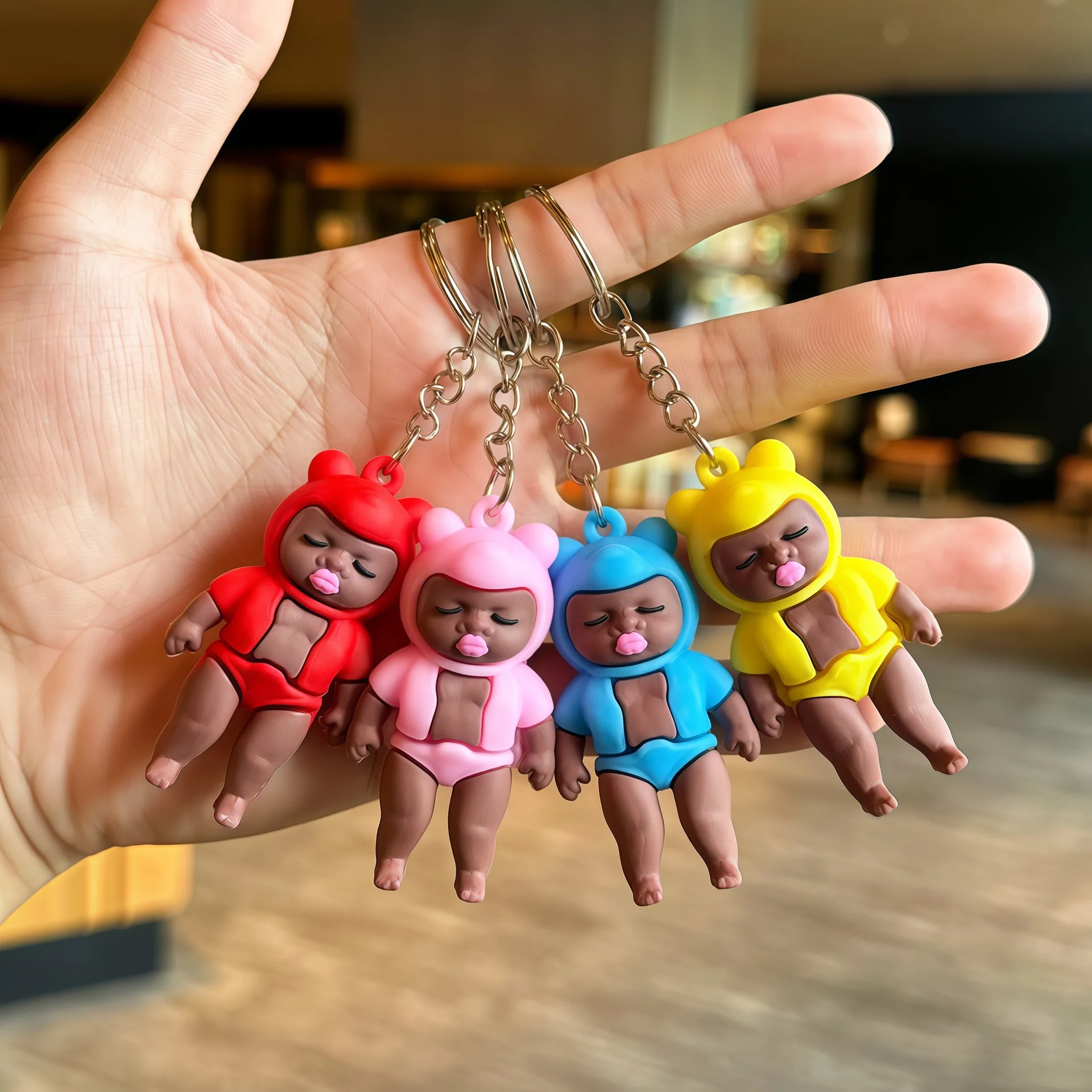 New model Cute Kawaii Baby Doll Keychain Weird But Funky Handmade Black Baby Doll Keychain Funny Pendant Bag Charm