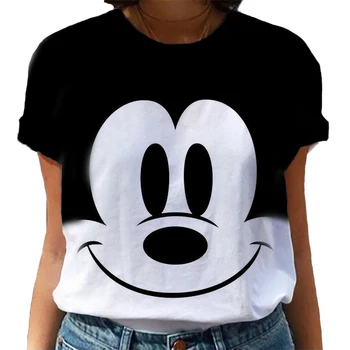 여성용 O 스트리트 티셔츠, 디즈니 미키 마우스 만화 티셔츠, 흰색 o넥 탑, 패션 S-3XL, 여름