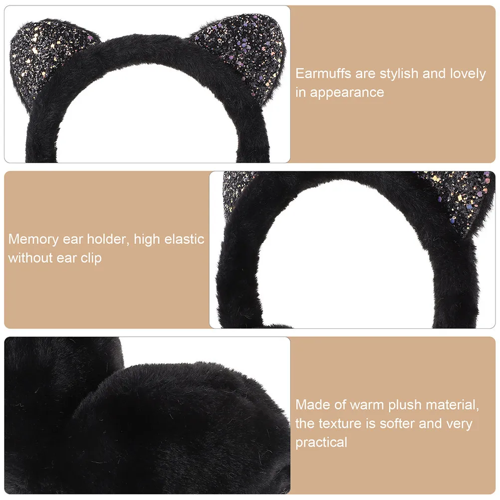 

2 шт. Теплые наушники-утеплители с кошачьими ушками, ветрозащитные, шумопоглощающие, для зимних видов спорта на открытом воздухе, унисекс, теплые накладки на уши