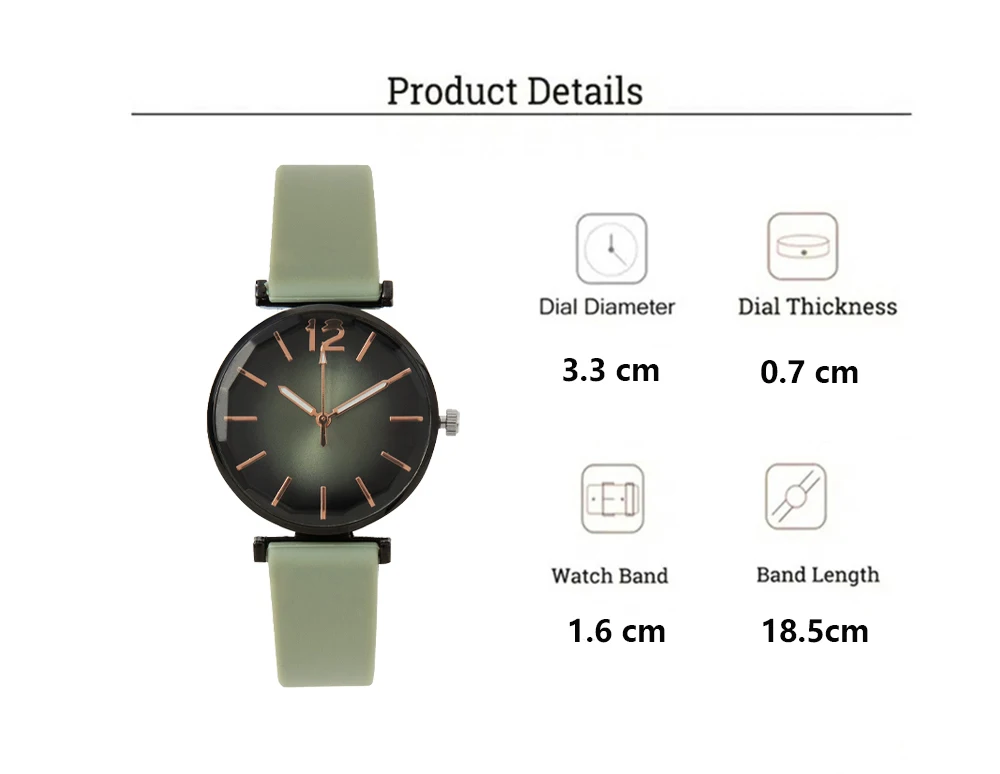 นาฬิกาข้อมือควอตซ์สำหรับผู้หญิง Jam Tangan hijau มัทฉะสายซิลิโคนนุ่มนาฬิกาผู้หญิงแฟชั่น