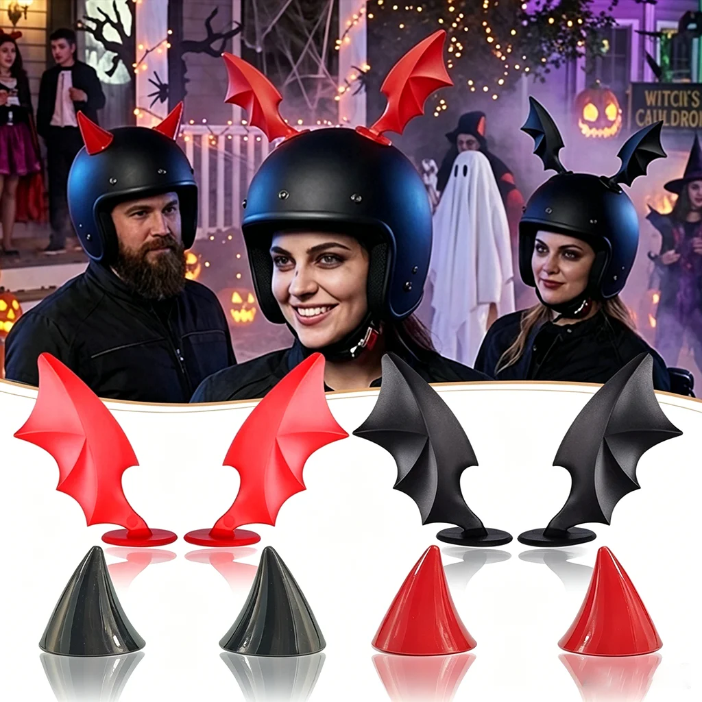 Devil Horn Wings Helmet Accessories Red Black Decoration Motorcycle Electric Bike Helmet DIY Styling Luggage Box Props