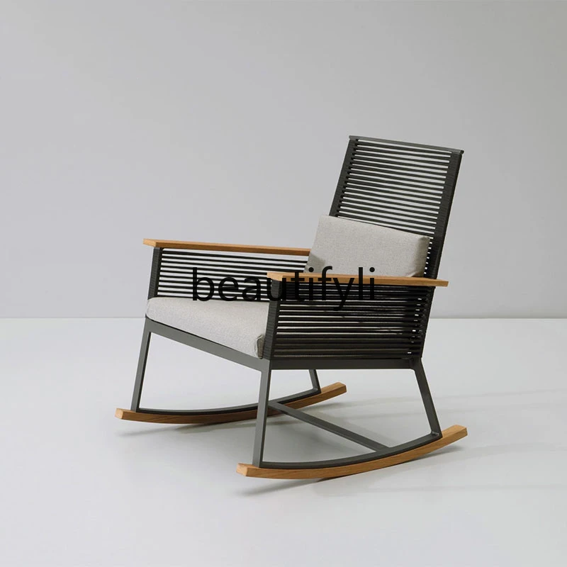 

Nordic Elderly Rocking Chair Home Balcony Creative Lazy Leisure Chair Adult Rattan Colorful Relaxing Chair
