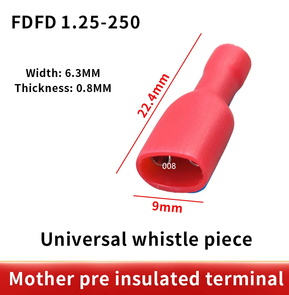 faston FDFD2-250 25 blue + 25 Red 6.3mm Insulated Spade Crimp Wire Cable Connector Terminal Male