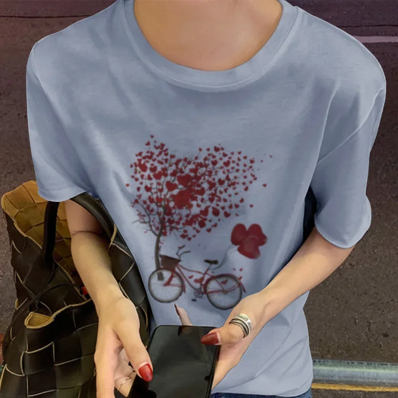 B38 Casual Zomer Dames T-Shirts Streetwear Schattige Topkleding Grappige Print O-hals Grafisch Designer T-Shirts Dames