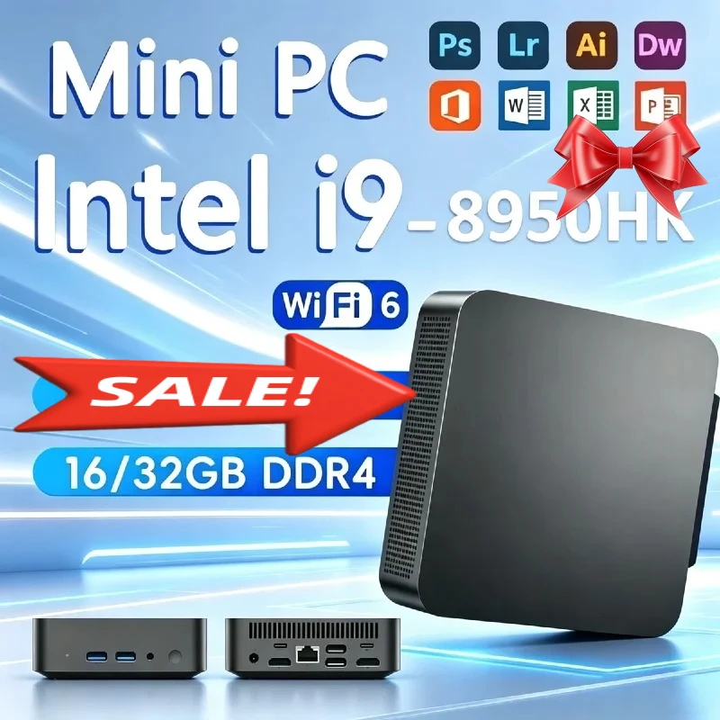 2026 New Mini PC Intel Core i9‑8950HK 128GB RAM 1TB/2TB SSD WIFI 6 BT5.2 4K HD Gaming Office Study Computer