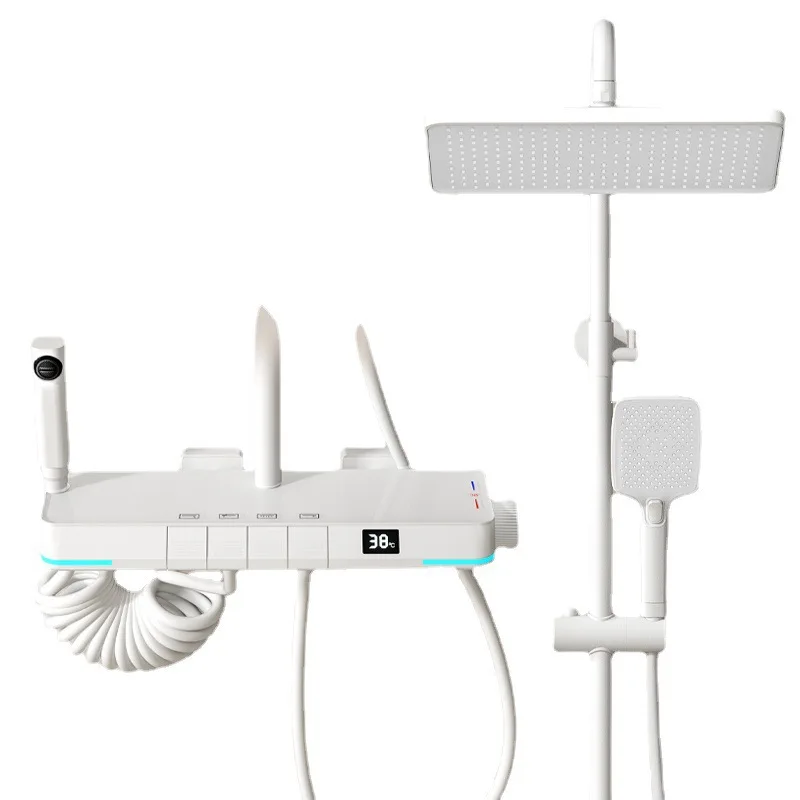 

Large storage panel intelligent digital display, pressurized spray gun shower set, piano button constant temperature bathroom