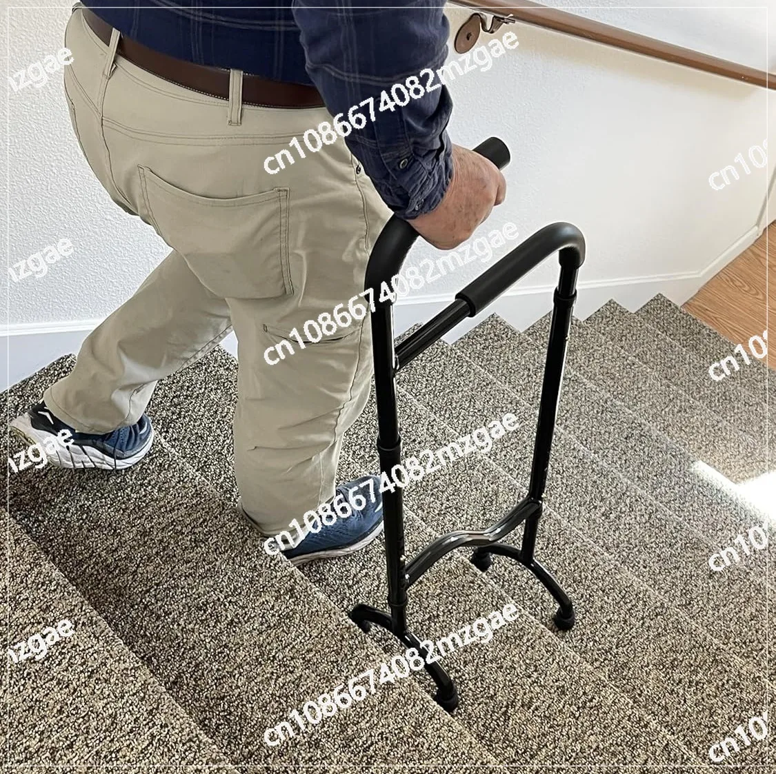 Stair Climbing Aid Cane, Walker for The Elderly, 2 in 1 Adjustable Height