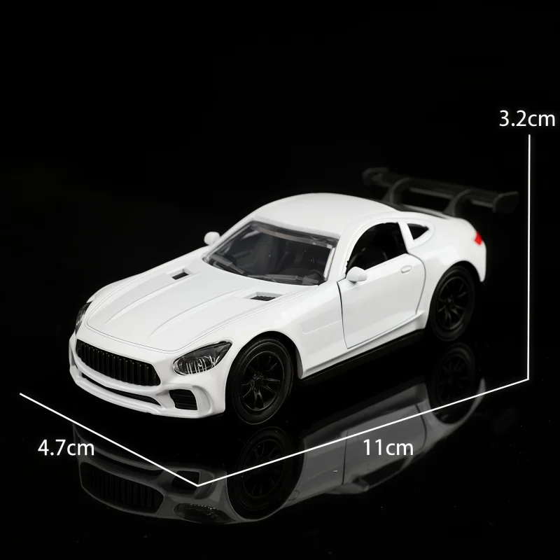 1:36 scale alloy sports car model, cast racing car with openable doors, pull-back metal toy car with rear spoiler, suitable for view 6