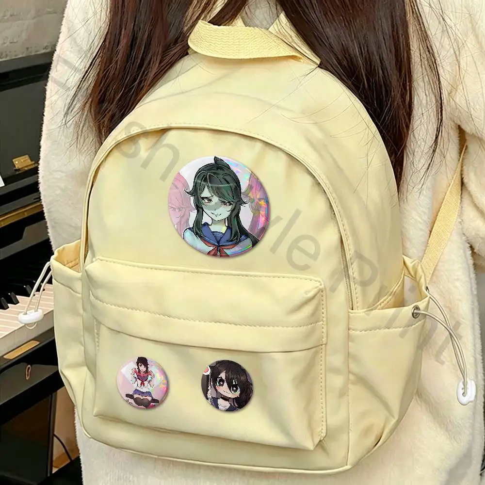 Game Y-Yandere S-Simulator 58mm 44mm HD Print Brooch Badges Pretty Derby Round Display Brooches Lapel Pins