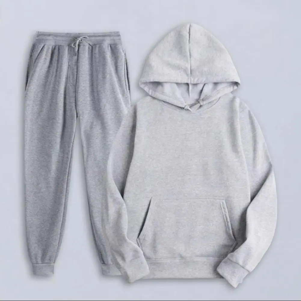 

Спортивный костюм унисекс из 2 шт./компл., свободный топ с капюшоном и длинными рукавами и карманами, весенне-осенний спортивный костюм с эластичной резинкой на талии, бандаж на щиколотке