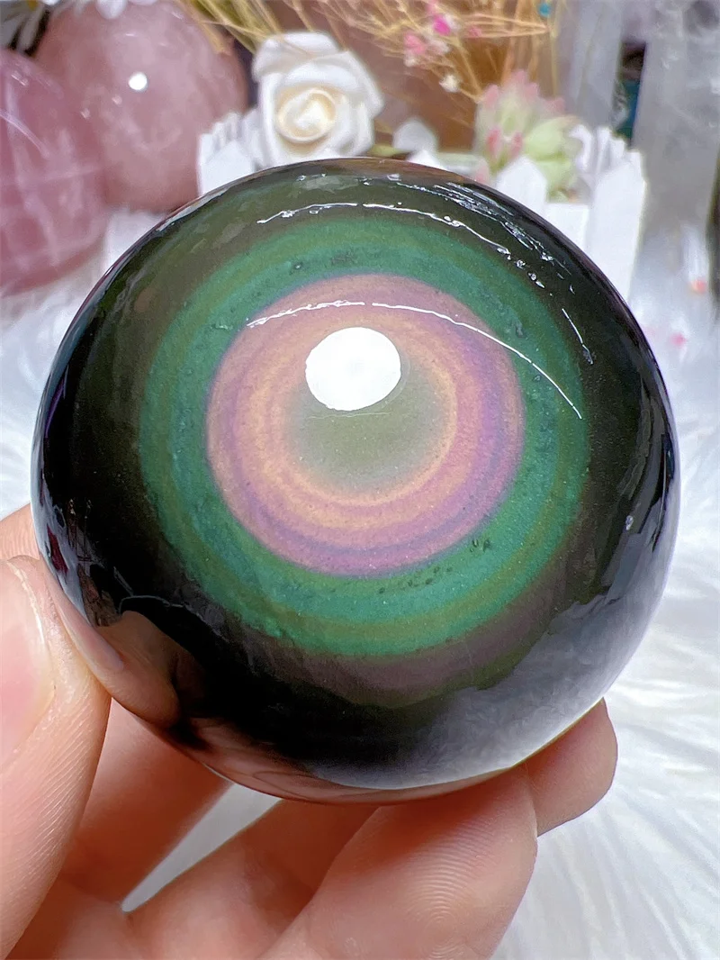 

Natural Rainbow Obsidian Sphere Reiki Healing Stone Home Decoration Exquisite Gift