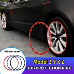 4PCS Mozzo Ruota Auto Cerchione Bordo di Protezione Anello Striscia di Gomma di Protezione Dei Pneumatici Decorazione Accessori Per Tesla Modello 3 YXZ 2017-2023