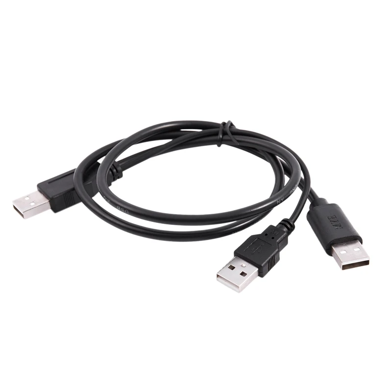 2X USB 2.0 Type A Male To Dual USB A Male Y Splitter Cable Cord Black