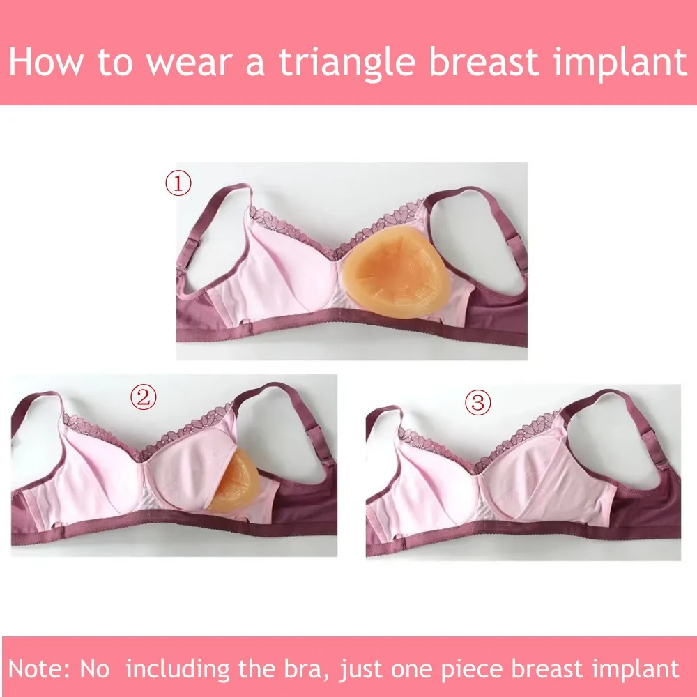 One Piece Triangle Silicone Breast Forms Mastectomy Prosthesis Bra Enhancer Inserts Concave Bra Pads