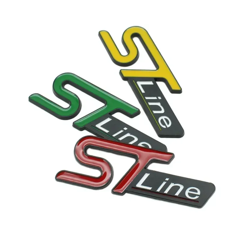 Metal ST LINE Logo Front Grill Emblem Badge Car Rear Trunk Sticker Decals for Focus Kuga Fiesta Mondeo ESCAPE Ecoboost