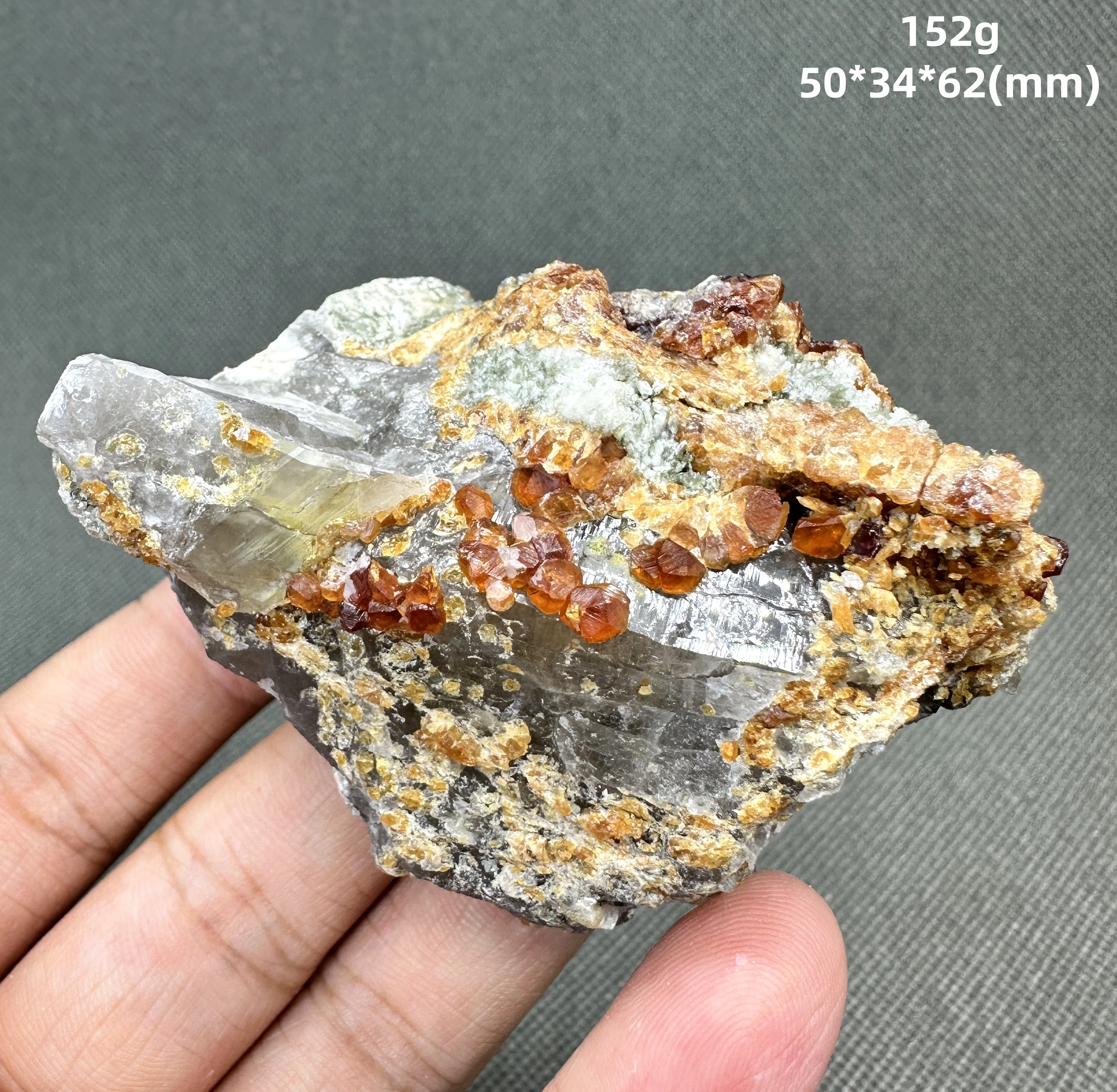

Natural garnet and crystal symbiosis mineral specimen + healing quartz crystals and stones rock gemstone