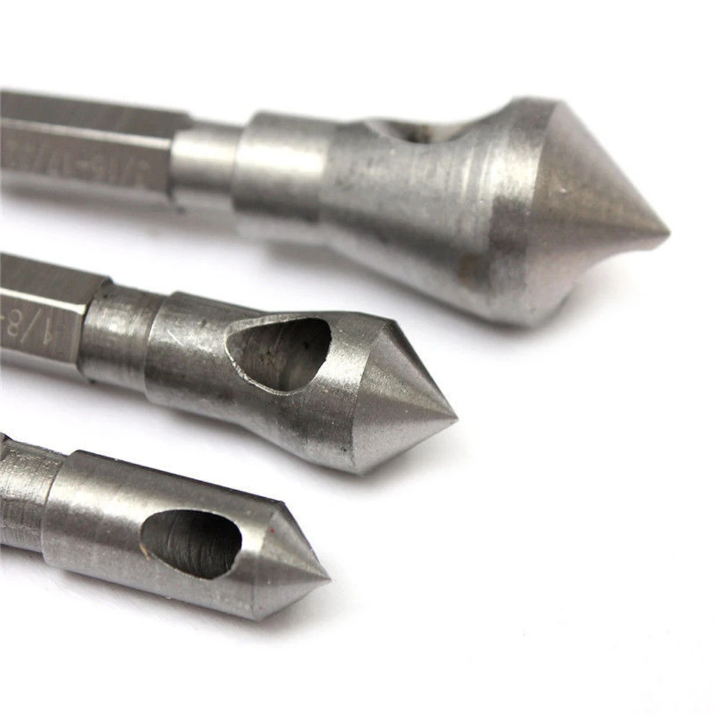 Set of 3pcs Countersink Tapered Deburring Tips Chamfering for