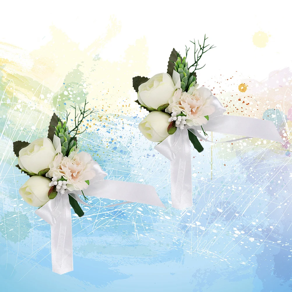 2 قطعة بروش الورد الاصطناعي الزفاف الصدار لحفل زفاف العروس العريس زهرة التلبيب دبوس دعوى ملحق مساء حفلة موسيقية ديكور