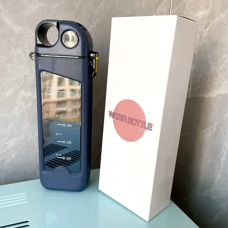 1 قطعة كوب ماء من القش البلاستيكي، زجاجة مياه بسيطة، زجاجة مياه مستطيلة، كوب ماء محمول لطيف للبالغين