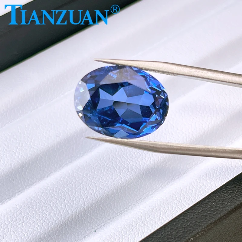 Lab Grown Sapphire Cornflower Blue Sapphire Oval Shape Natural cut Synthetic Stone with inculsion loose stone for jewelry making