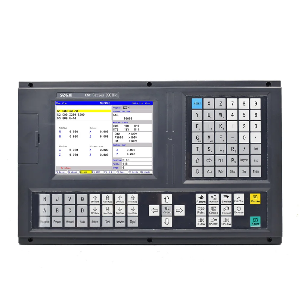 

New 4-axis CNC lathe and lathe controller with English panel CNC990TDc-4 Servo Supports ATC, PLC and macro functions