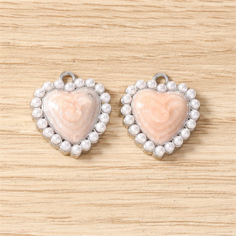 5 Stück niedliche, bunte, gemischte Metall-Herzanhänger für die Schmuckherstellung, Halsketten, Ohrringe, Armbänder, DIY-Bastelarbeiten und Accessoires – Detail 16