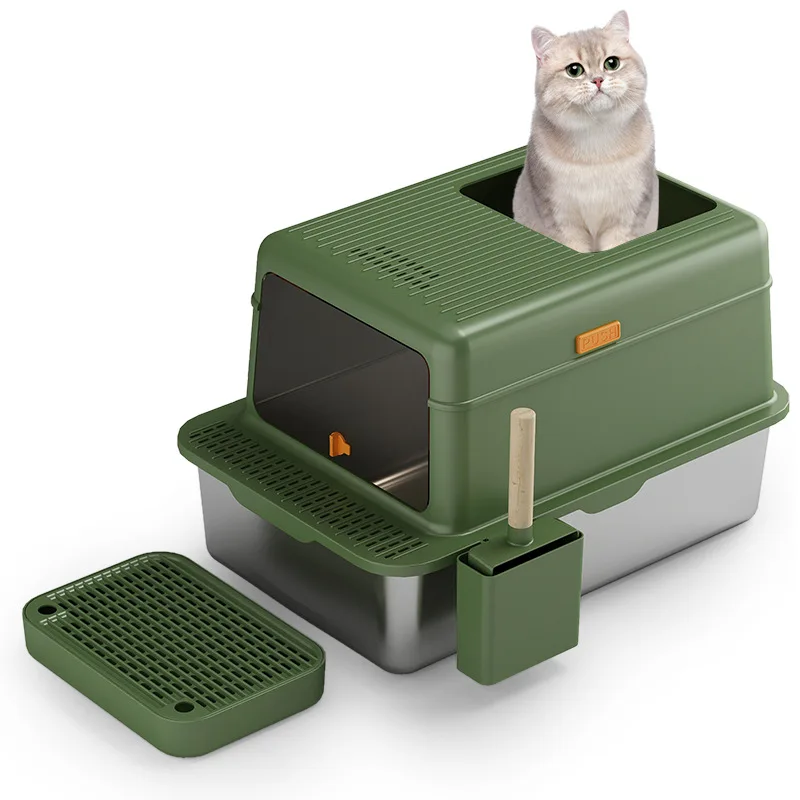 Caja de arena cerrada para gatos: control olores y fácil limpieza - imagen 4