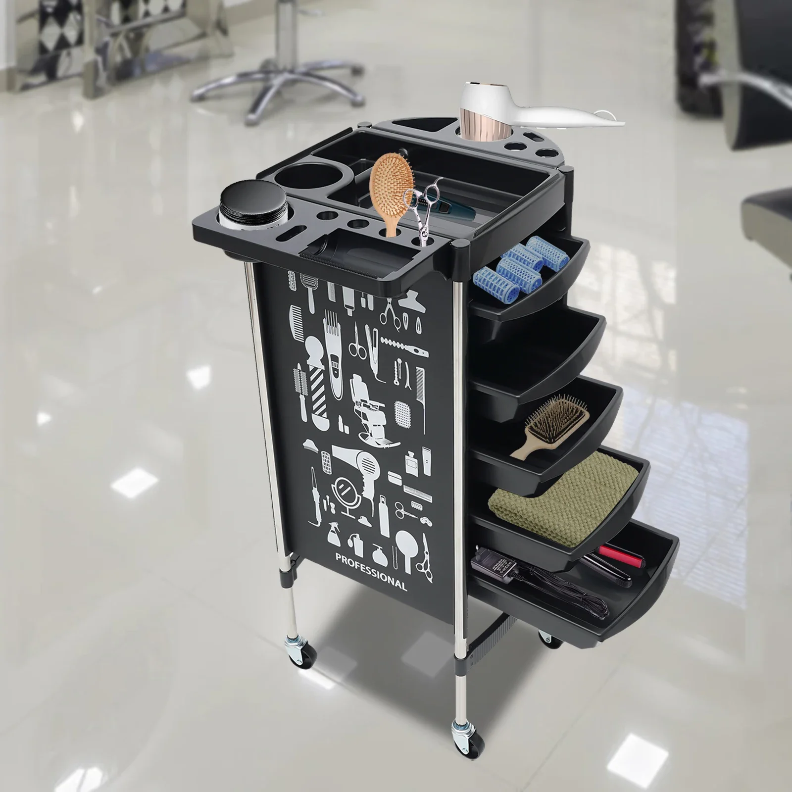 Salon Barber Friseur Trolley Haar Färbung Spa Warenkorb Rollen Lagerung Schublade für Maniküre Hundesalon Tätowieren