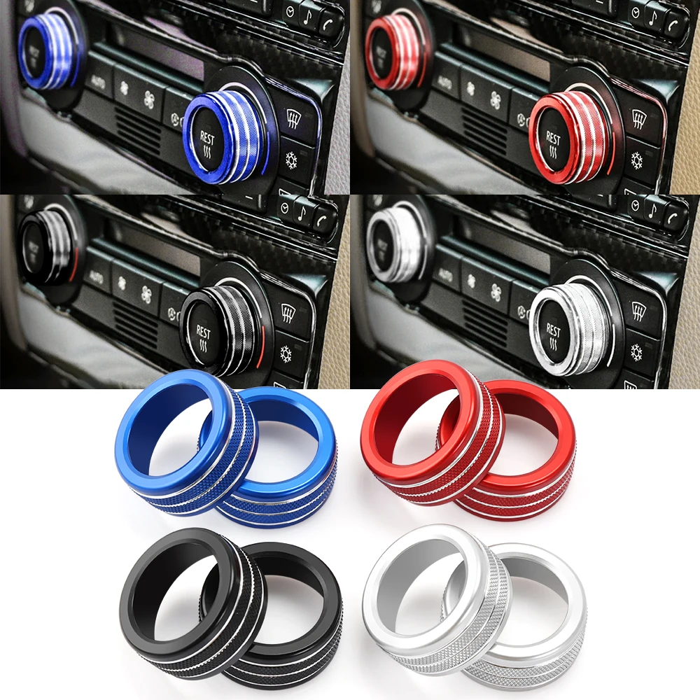 2pcs Car Air Conditioning Sound Knob Cover Interior Decoration For BMW 3 Series 2005-2013 E90 E91 E92 E93 320i 325i