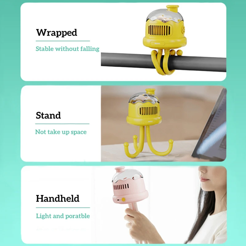 Usb recarregável portátil ao ar livre repelir o ventilador do carrinho de criança do mosquito 130 ° ventilador de refrigeração de ar sem fio giratório automático bladeless