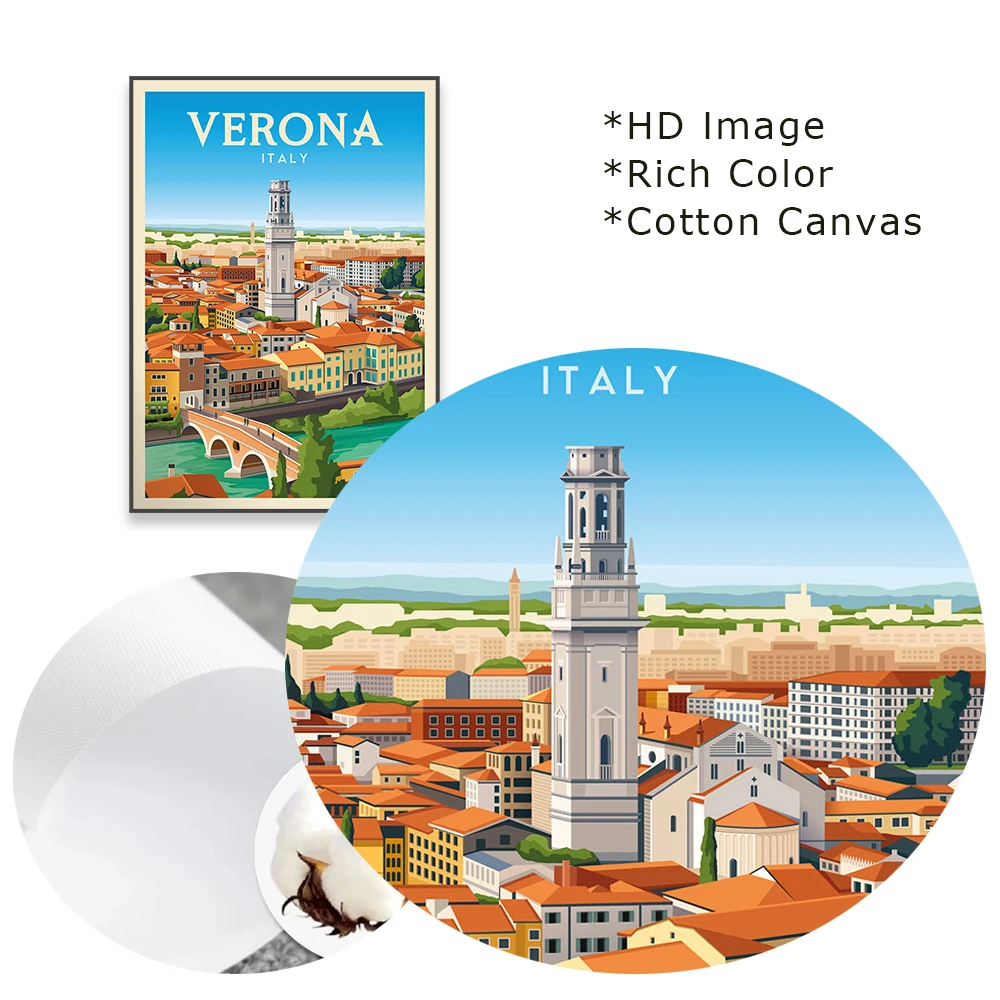 Palermo Sicily Italy Travel Poster Modern Verona Italy City Minimalist  Print Cityscape Cefalù Sicily Landscape Canvas Painting