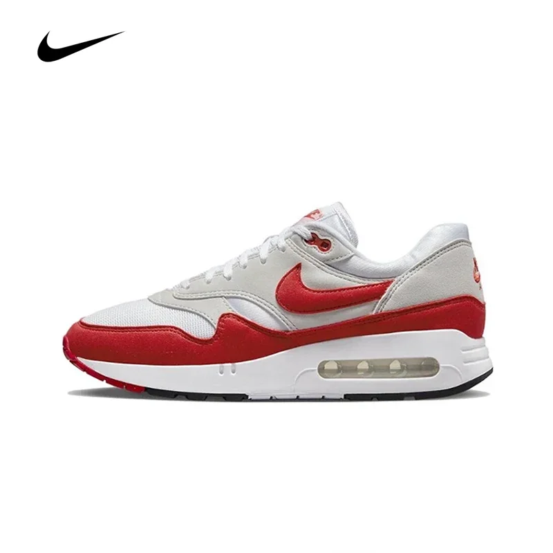 Original Nike Air Max 1 '86' “Big Bubble” Men's Running Shoes Wear Resistant Shock Absorption Red Gray Sneakers BQ3989-100