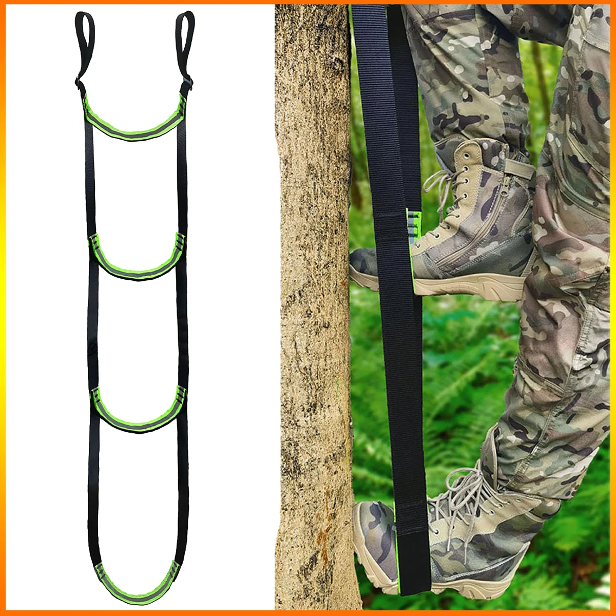 

FANDAO Double-Thickened and Widened 3-Step Climbing Aider Fall-preventing Adjustable Hook and Loop Design for Hunting Tree Steps