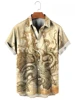 Printed Short Sleeve Hawaiian Men's Shirt Button Up Vintage Map Design