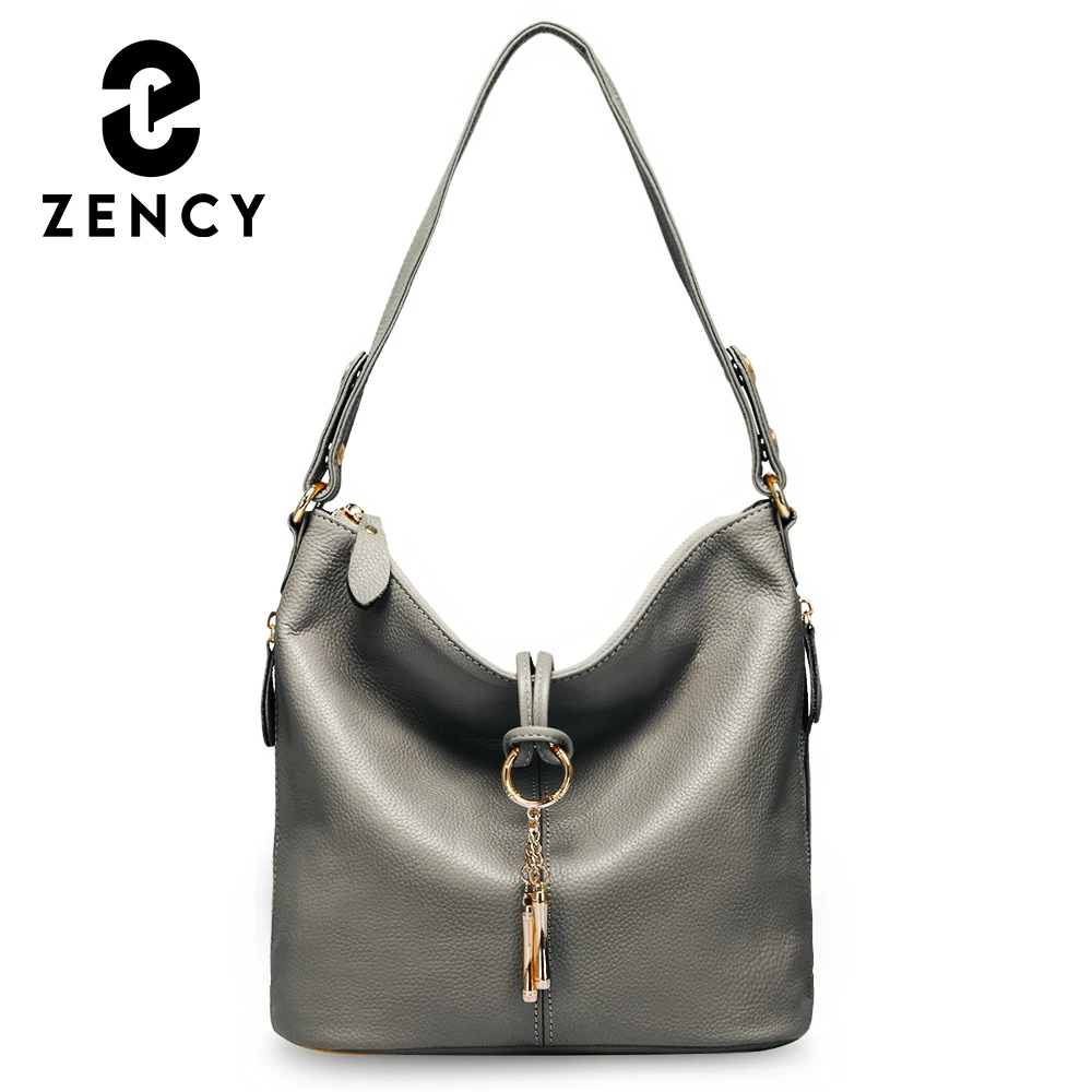 

Zency New Fashion Women Shoulder Bag Metal Tassel 100% Genuine Leather Lady Crossbody Messenger Elegant Gift Handbag Black White