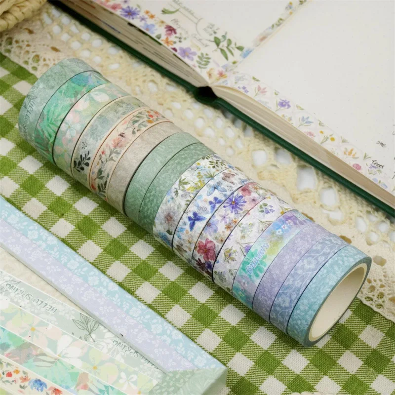 

Botanical Thin Washi Tape Set Spring Fresh Flower Design Decorative Paper Tape for Scrapbooking Journaling DIY Craft Wholesale