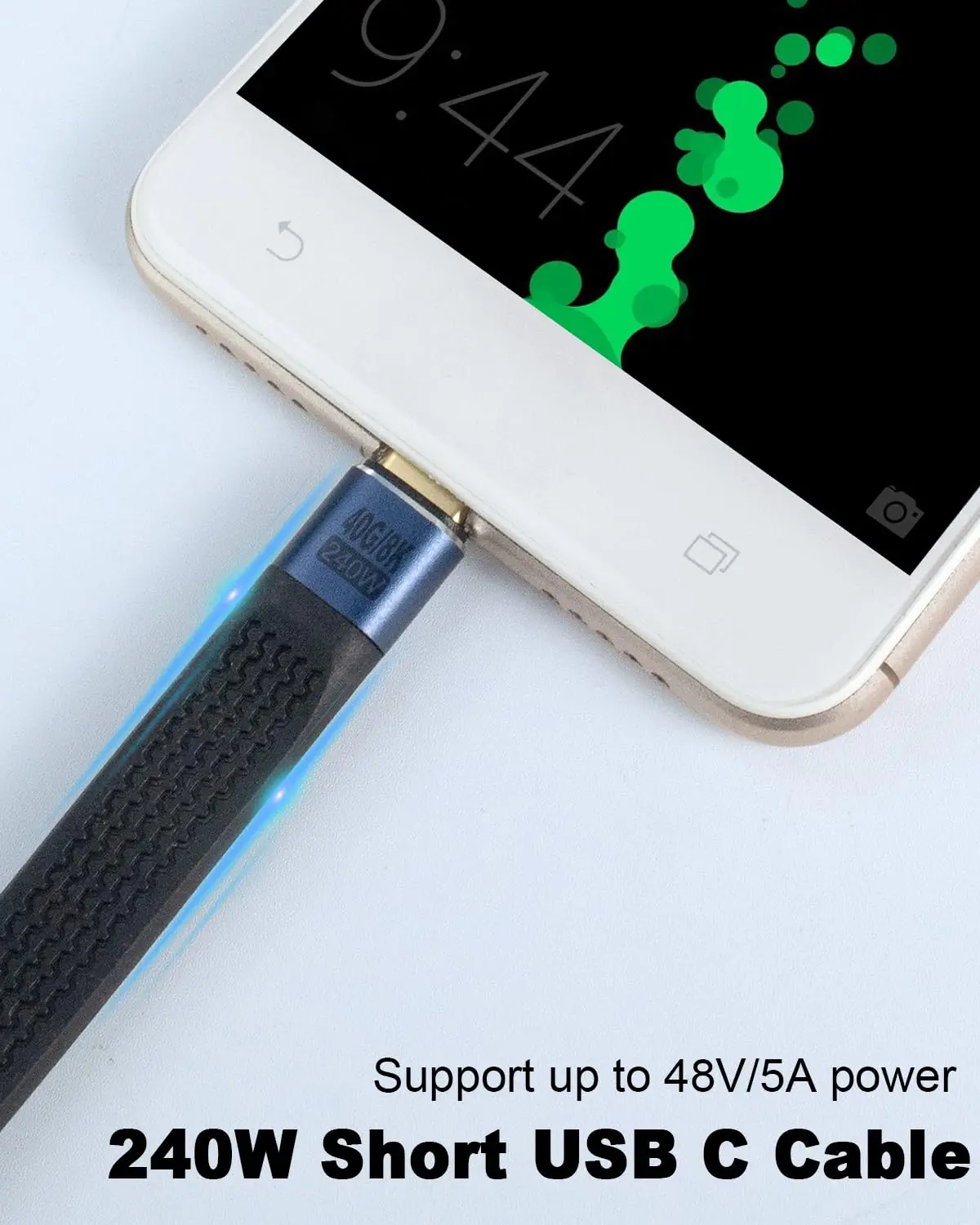 10 قطع كابل تمديد USB C قصير 5 بوصة، (240 وات PD شحن سريع، 40 جيجابت في الثانية، دقة 8K) لكابلات USB 4، آيفون 15/16، MacBoo