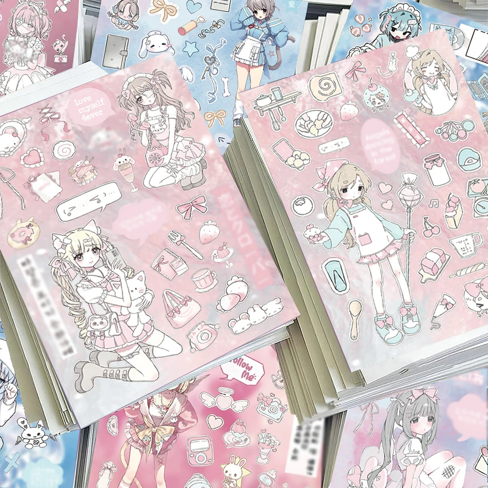 16Sheets Subculture Cute Style Graffiti Stickers Sweet Cool Cartoon DIY Toys for Phone Bottle Travel Bag Aesthetic Decals