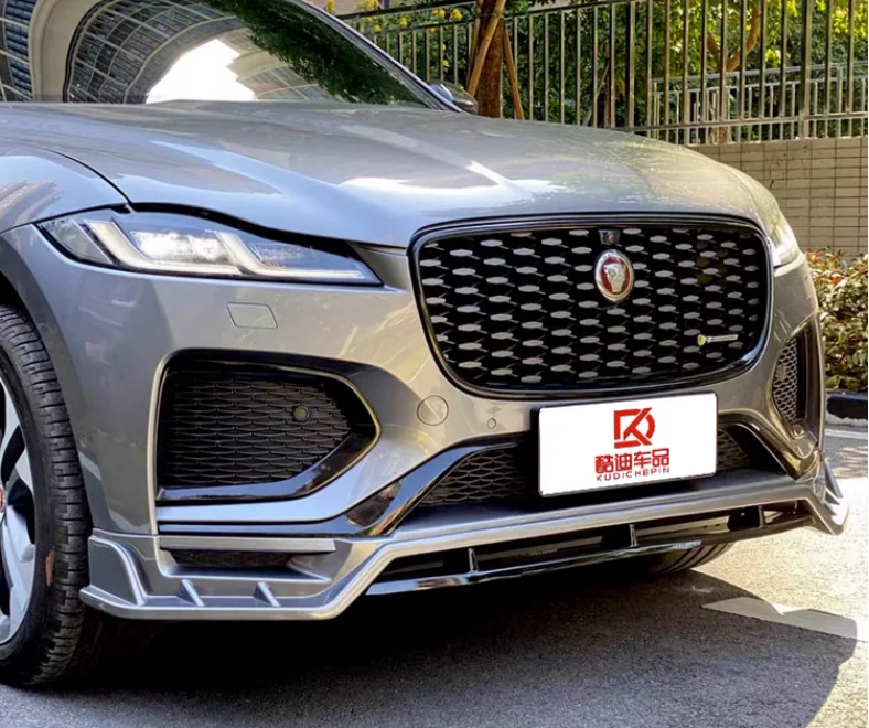 For Jaguar F-PACE 2021 2022 2023 High Quality ABS Paint Carbon Fiber Car Bumper Front Lip Diffuser Spoiler Protector Cover