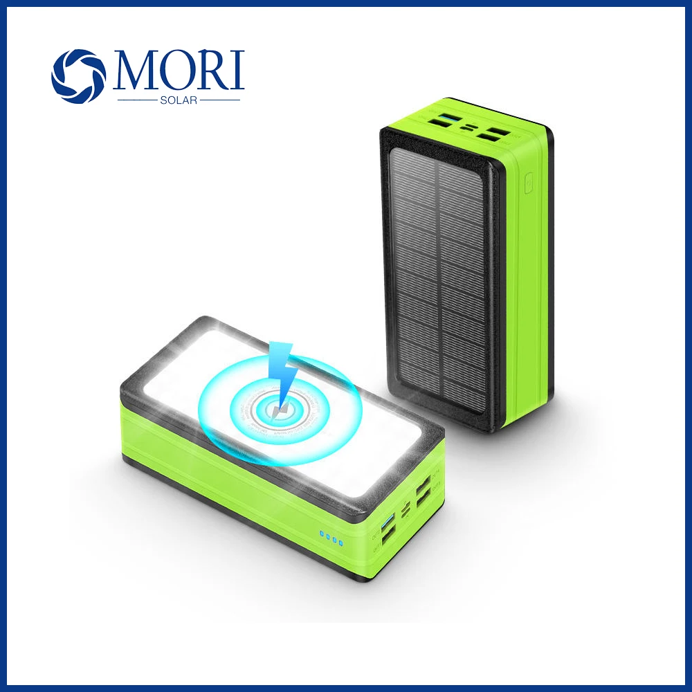 

30000mAh/60000mAh Solar Power Bank PD18W Two-Way Fast charging QC3.0 PD22.5W Quick Charge 15W Wireless with Camping Lamp LED