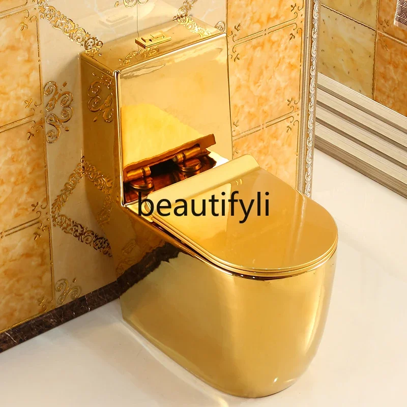 New European-style golden toilet personalized creative ceramic super swirl water-saving deodorant luxury toilet color toilet