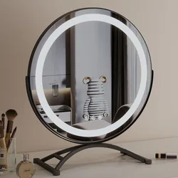 Vanity Makeup Mirror with Lights Dimmable 3 Color  Modes 360°Rotation for Glam Room Bedroom Detachable 15X Magnification White