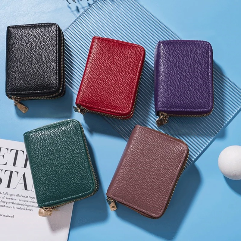 Vrouwen Rits Korte Portemonnee Lychee Patroon Mode Grote Capaciteit Multi Card Slot Portemonnee Met Rits