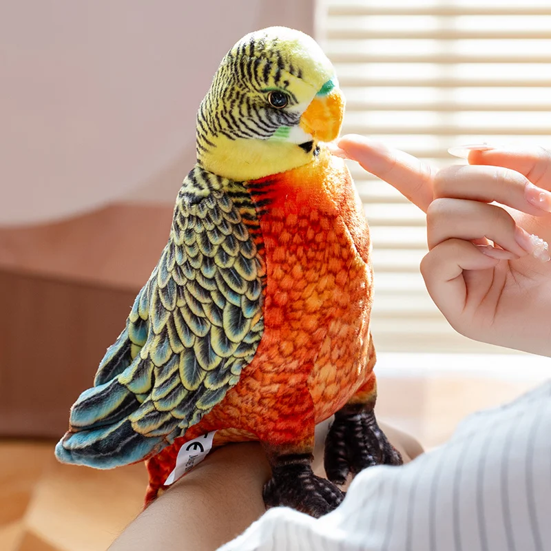 23CM Cute Lifelike Parrot Plush Stuffed Animal Toy Soft Kawaii Simulation Bird Dolls Nice Home Decoration Gifts