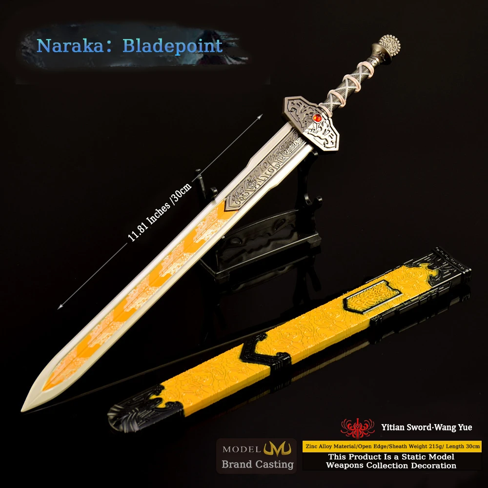 11.6-Inch Metal Naraka Game Peripherals Katana "Yitian Sword" Original Samurai Sabre Anime Steel Sword Real Size Japanese Toy