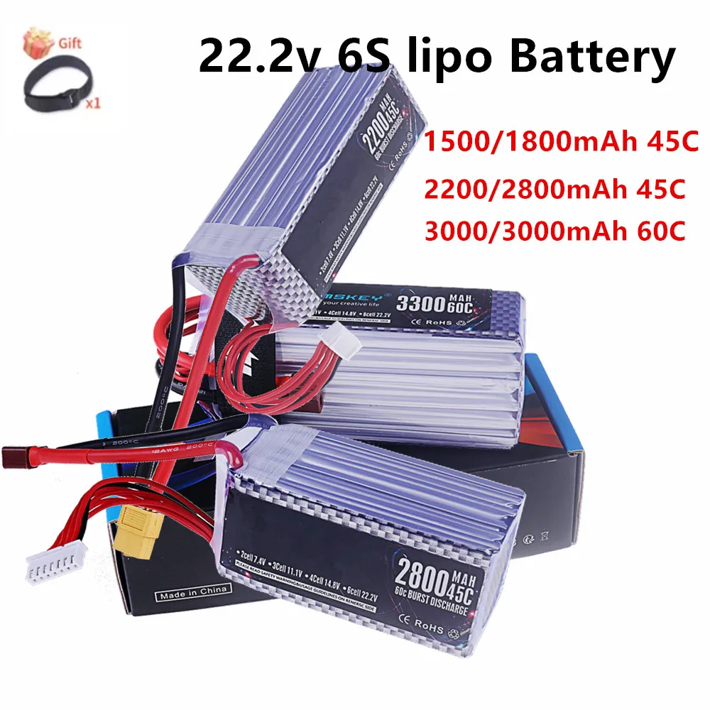22,2V LIPO Akku RC Lipo 6S 1500mAh 2200mAh 2800mAh 3000mAh 3300mAh für Drohne RC FPV Flugzeug Helikopter Auto Rennsport Hobby